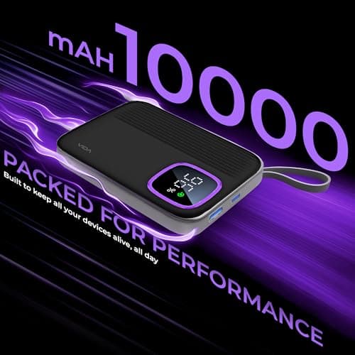 VIDA VoltBox 10-10000mAh Power Bank, 22.5 W Fast Charging, Digital LED Display, Integrated USB-C & Lightning Cables, Compact Portable Charger for Mobile Phones, Tablets, Cameras & Speakers 2