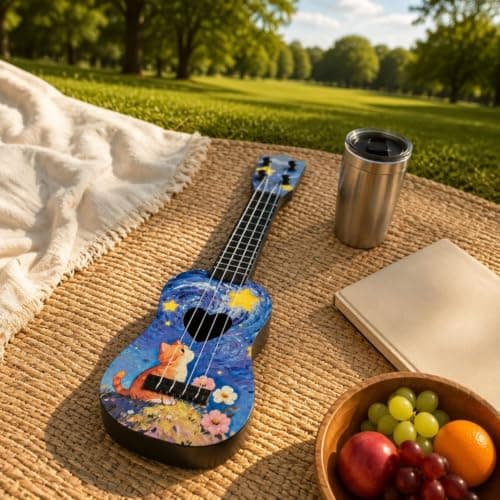 UJEAVETTE 42 Cm Ukulele Toy Playable Children's Ukulele Beginner Friendly Mini Guitar for Beginners, Playtime, Pattern 1 5