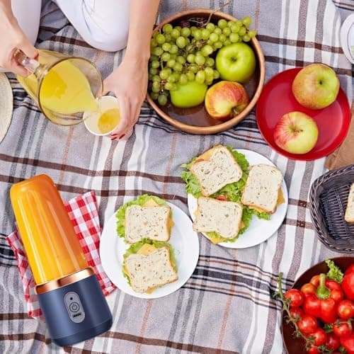 Zancia Portable Blender Electric Juicer USB Rechargeable Fruit Mixers Mini Personal Smoothie Maker 6 Blades 3 Gears Ideal for Smoothies, Protein Shakes, Fresh juices, sauces -1500mAh Battery 2