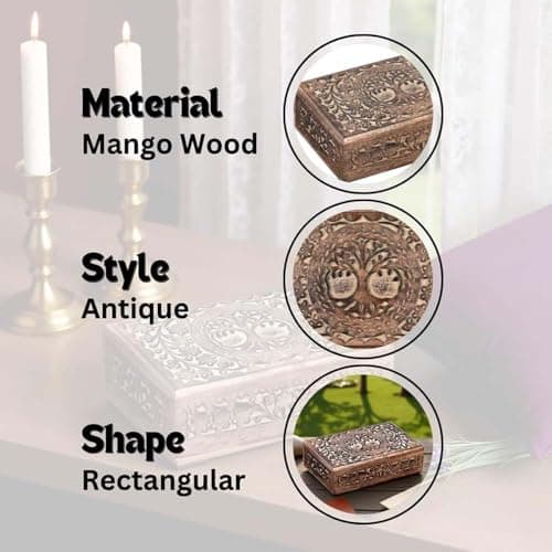 ZYNTIX Wooden Decorative Box with Life of Tree Carving - Antique Design for Sister Birthday Gifts, Unique Gift Items For Women Birthday Unique, wooden Handmade love Gift box (8 x 5 Inch) 2
