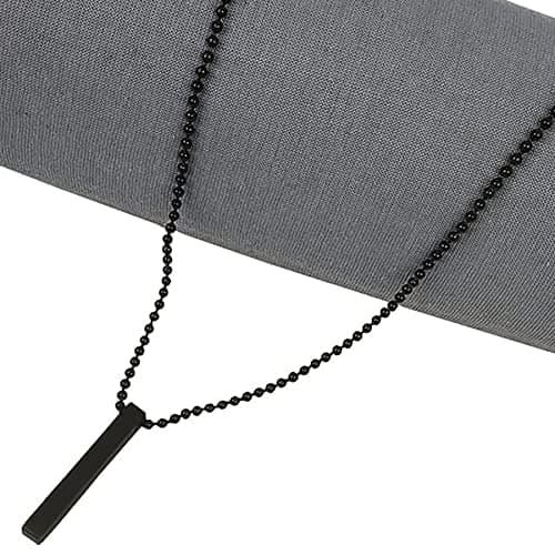 Okos Men's Fashion Jewellery Combo of 2 Rhodium Pated and Soild Black Polish Bar/Cuboid Pendant Necklace with 2 Adjustable Finger Rings For Boys and Men PD1000875BAR 3