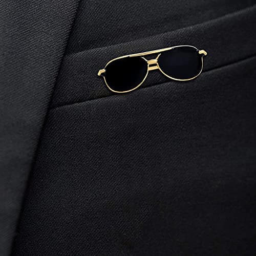 M Fabrics Stylish Sunglasses Shape Lapel Pin Brooch for Men and Women for Suits Blazers Sherwanis Kurtas Jackets and Formal Wear Gold Finish 3