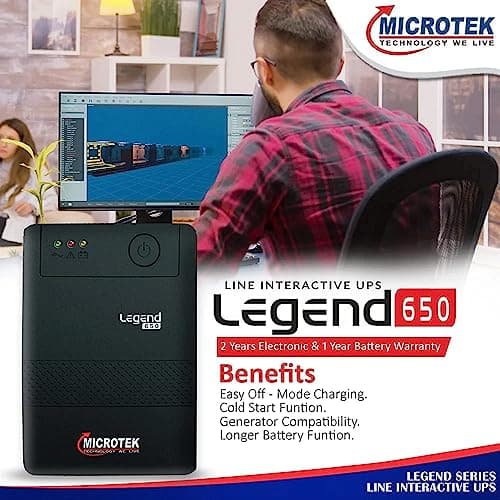 Microtek Legend 650 Line Interactive UPS 650VA/360W, Micro Processor Based UPS System, an Ideal Power Backup & Protection for Desktop PC & Home Office with 2 Years on Electronics and 1 year on Battery 4