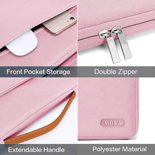 MOCA Protective Laptop Sleeve for 13-inch New MacBook Air M4/A3240 2025, M3/A3113, M2/A2681 M1/A2337 A2179 A1932, 13-inch MacBook Pro M2/A2686 M1/A2338, Water-Resistant Computer Case Bag (Pink) 4