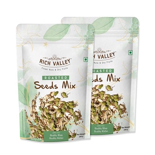 Rich Valley Roasted Seeds Mix 200g | Pumpkin, Sunflower, Watermelon, Flax & Chia Seeds | Healthy Snack | High Protein & Fiber Superfood