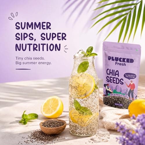 Plucked Fresh Chia Seeds 250g X 2 | Raw Seeds for Eating | High Fiber, Protein & Omega-3 Rich Superfood | Healthy Vegan Seeds for Weight Management, Heart Health & Daily Nutrition (500g) 5