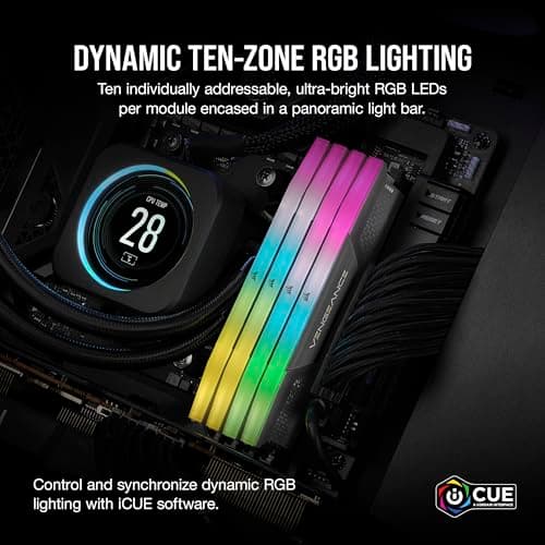 CORSAIR DDR5-6000MHz Desktop PC Memory Vengeance RGB DDR5 Series AMD Expo & Intel XMP Memory Kit 96GB Black [2X 48GB] CMH96GX5M2B6000Z30 4