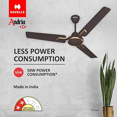 Havells 1200mm Andria Energy Saving Ceiling Fan (Espresso Brown, Pack of 1) 2 Star 2