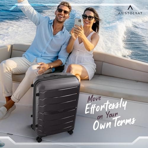 Aristocrat Liberty 8 Wheel Medium Size (Check-in) Hard Case Trolley Bag, Lightweight Polypropylene Luggage, 68 CM, Combination Lock, Travel-Friendly, Unisex, 3-Yr Global Warranty, Saddle Brown 2