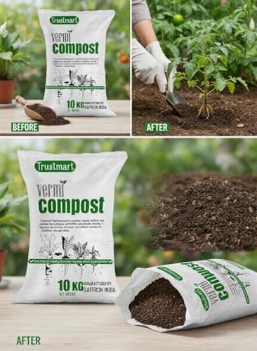 TRUSTMART Organic Fertilizer Organic & Natural Plant Nutrient Cow Manure, Vermicompost Fertilizer (10Kg), Granules 4
