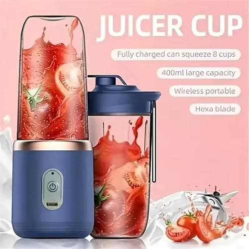 Portable Electric Juicer Blender– USB Rechargeable Smoothie Maker with 6 Stainless Steel Blades, Mini Personal Blender for Fruit Juice, Protein Shakes & Smoothies, Travel & Gym Friendly 5
