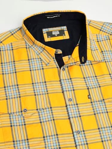 Thomas Scott Men Plus Size Half Sleeves 100% Cotton Checks Shirt (Tango, 4XL) 5