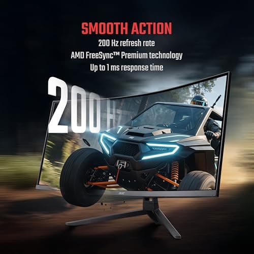 acer Nitro ED343CUR X0 34 Inch UWQHD (3440×1440) 21:9 Curved Gaming Monitor | 200Hz Refresh, 0.5ms Response | AMD FreeSync Premium | HDR10 | RGB Lighting | 2×HDMI 2.0, 2×DP 1.4, Audio Out, Speakers 3