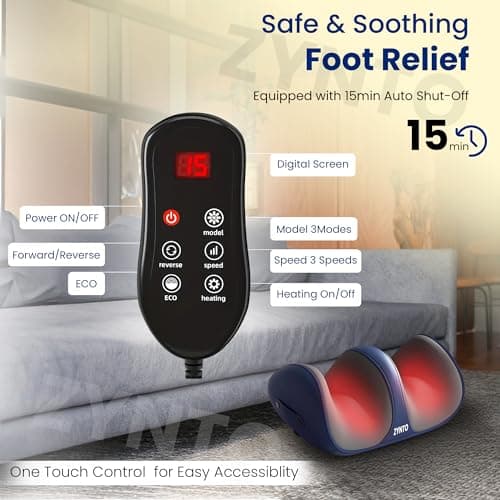 ZYNTO Shiatsu Foot, Calf & Leg Massager for Pain Relief with Heat & Kneading function.Corded Electric Foot Massager Machine for Relief Tired Muscles Pain Relief,Promotes Blood Circulation Clockwise &  5
