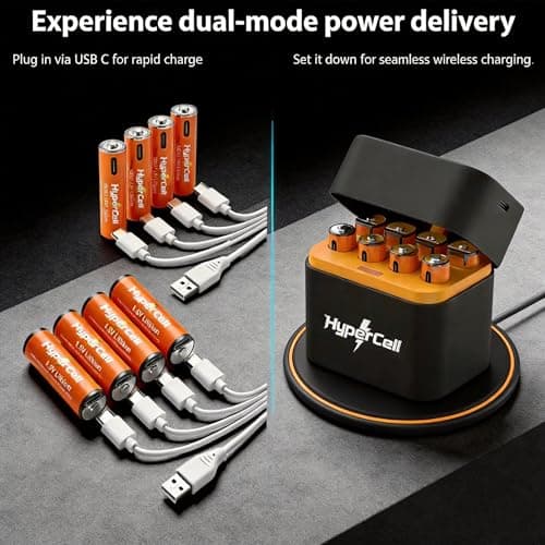 Hypercell® AAA Rechargeable Batteries | 1.5V High Capacity 𝕃𝕚𝕥𝕙𝕚𝕦𝕞 1200 mWh| Dual Fast Charge (USB‑C Direct + Wireless Charge),1500+ Cycles| 15‑Year Lifespan| OEM 3 Years Warranty| Made in U.S 4