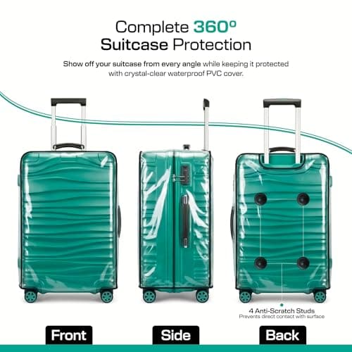 MUTMAIN Trolley Bag Cover Small Size 20 Inch (55 cm) | Transparent Suitcase Cover Water & Dust Proof Anti-Scratch Luggage Bag Protector | Clear Travel Trolley, Suitcase & Luggage Bag Cover 4