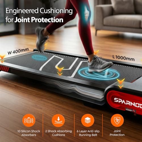 Sparnod Fitness STH-3009 Auto Incline Walking Pad Treadmill for Home Use, 2.5 HP Motor, Speed Range 1-6 km/h, 13% Auto Incline, Remote Control, Shock Absorption System, Max User Weight 120 Kg 5