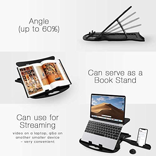 STRIFF Adjustable Laptop Tabletop Stand Patented Riser Ventilated Portable Foldable Compatible with MacBook Notebook Tablet Tray Desk Table Book with Free Phone Stand (Black) 2