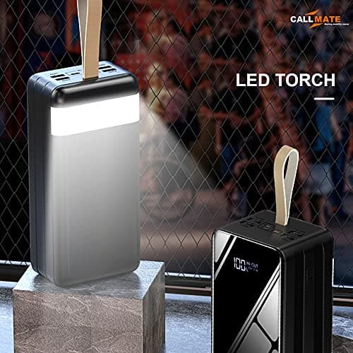 CALLMATE 80000mAh Ultra High Capacity Power Bank, 15W Fast Charging|Digital Display|4 USB Output Ports and 3 Input|LED Torch| Multi-Layer Protection for iPhone, Smartphones (Black, Lithium Polymer) 5