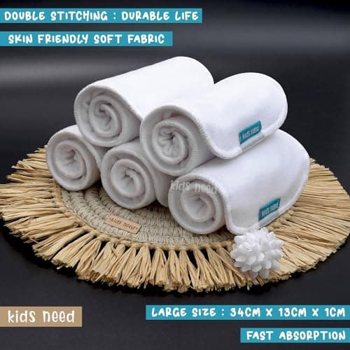 Kids Need High Absorbent Cloth Diaper Inserts Only 5 Pcs Combo Pack Upgraded Bamboo Cotton Insert Pad For Washable Diapers Reusable Wet Free Booster Pads Dry Feel Soaker Pad Diaper Liners - Unisex 2