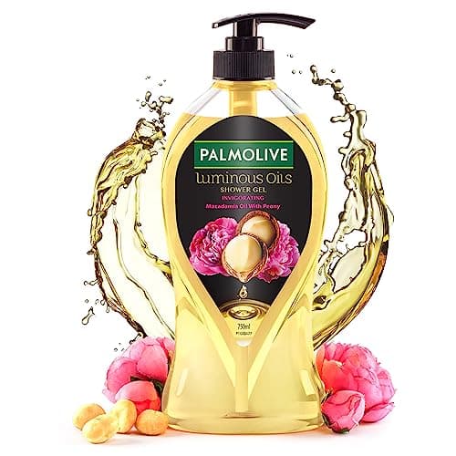 Palmolive Luminous Oil Invigorating Body Wash, 750ml Pump Bottle, 100% Natural Macadamia Oil & Peony Extracts For Everyday Freshness & Radiant Skin, PH Balanced Bodywash, Free Of Parabens And Silicone