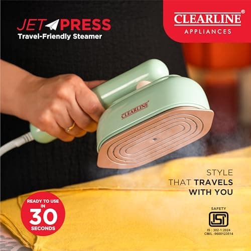 Clearline Jet Press 2-in-1 Portable cum Travel Iron & Fabric Steamer | 1350W Quick Heat-Up | Digital Display | Non-Stick Soleplate | Compact & Lightweight | Ideal for Travel & Daily Use 3