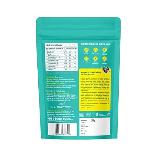 Yogabar Roasted Chia Seeds Grade - Black Calcium, Iron & Zinc - Diet Food Healthy Snacks 250g 3