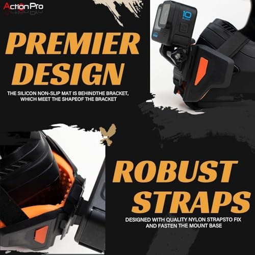 Action Pro Upgraded Motorcycle Helmet Strap Front Chin Mount Compatible with All Smartphones and GoPro 13 12 11 10 9 8 7 5 4 | SJCAM | DJI Osmo | Insta360 X4 X3 X2 & Other Action Cameras (Orange) 3