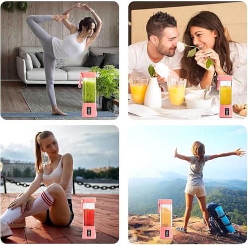 New Portable Electric Nail Drill Juicer 380ML USB Rechargeable Blender Heavy Duty Juicer, 6 Blades, Mini Handheld Fruit Hand Mixer for Home & Outdoor Use (Multicolor) 2