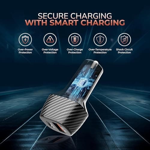 Kratos 51W Fast Car Charger with Dual Output, 51 Watts Total (28W USB + 25W Type C PD), Fast Charging, Adapter for iPhone & Android Smartphones and Tablets (Black) 3