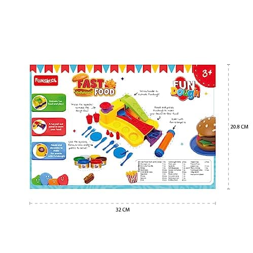 Fundough Funskool Fast Food, Play Set for Kid, 6 Colorful Tubs of 25g Each (150g Total), Learning, Fun & Engaging Activity, Multicolour, Gift Set for Kids, Age 3+ Years 3