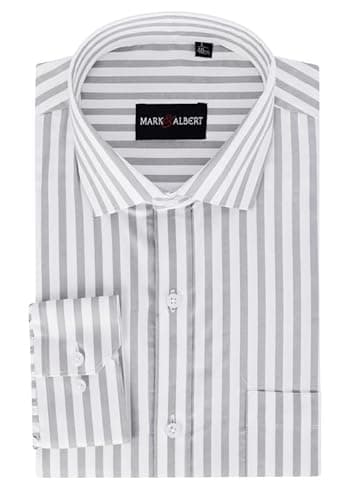 MARK & ALBERT Men's Striped Full Sleeves Cotton Formal Shirt White | Stylish Shirt for Men