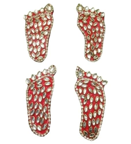 Atheena.Aris Maa Laxmi ji Charan | Maa Lakshmi Kundan Charan Kundan Laxmi Paduka | Laxmi ji Charan for Prosperity and Wealth | Devi Charan for Diwali puja Janmashtmi Navratri Dussehra (Pack of 2)