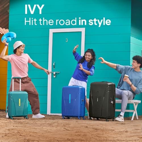 American Tourister Medium Ivy 68Cm Hardside Polypropylene 4 Wheel Spinner Check-in Suitcase with Recessed TSA Lock & Color-Matched Components for Women & Men - Spring Green 2