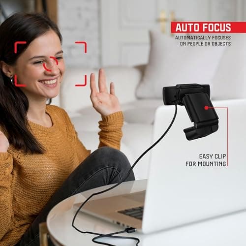 Zebion Vision Webcam HD 720p, Driverless DSP Chip, 4X Digital Zoom|Digital Video|CMOS Sensor|Built-in Mic| LED Lights, 30fps, Plug and Play USB Interface, Auto White Balance (USB 2.0) 4
