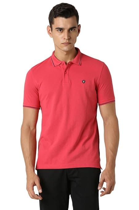 Van Heusen Men's Cotton Solid Regular Fit Collar Polo T-Shirt