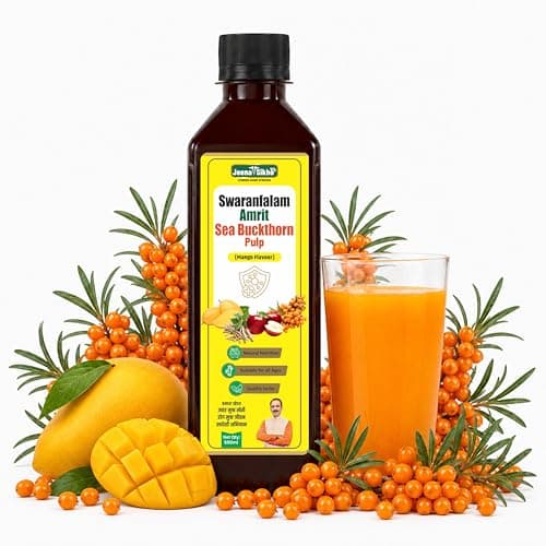 Jeena Sikho Swaranfalam Amrit Himalayan Sea Buckthorn Berry Pulp/Juice Concentrate | Mango Flavour | With Ashwagandha | Cold-Pressed | Natural Vitamin C, Omega 3 6 7 9 & Antioxidants | Supports Immuni