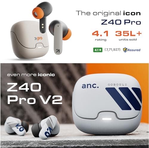 GOBOULT Z40 Pro v2.0 in Ear Earbuds with 100H Playtime, Amp App Support, Active Noise Cancellation, Quad Mic ENC, Dual Device Pairing, 13mm Driver, Bluetooth 5.4 Wireless (Cloud Blue) 2