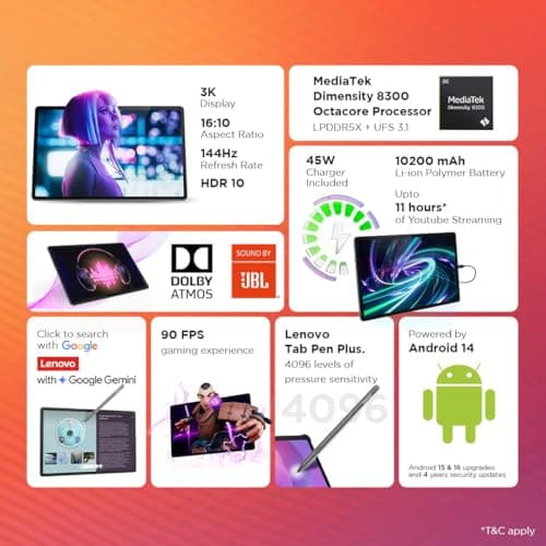Lenovo Idea Tab Pro (Smartchoice) with Paper-Like Anti Glare 12.7" 3K 144 Hz Display & Pen Plus (Matte Edition)| 12GB RAM, 256GB ROM|10200mAh with 45W Charger|MediaTek Dimensity 8300|4 JBL Speakers 3