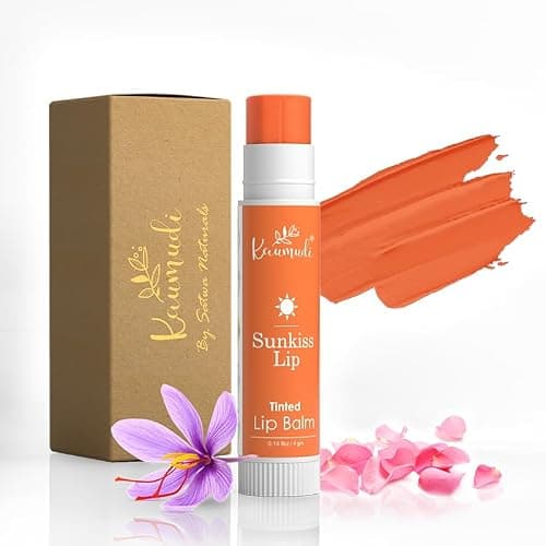 Kaumudi Handmade & 100% Natural 3 In 1 Lip Balm (Lip Tint, Cheek Tint, Eye Shadow) Made With Rose & Saffron Essential Oil, Best For Dry, Damaged & Chapped Lips, Hydrates & Moisturizes (Sunkiss Lip)