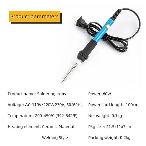 DZK 60W Soldering Iron Kit with Temperature Control | Adjustable 200°C–450°C | 5 Tips, Stand, Solder Wire & Flux | Electric Soldering Tool for Mobile Repair & DIY 5