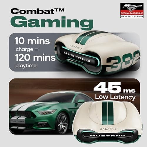 GOBOULT Mustang Torq Wireless in Ear Earbuds with 60H Playtime, App Support, Quad Mic ENC, 45ms Low Latency, 13mm Driver, Breathing LEDs, Made in India Ear Buds Wireless (Green) 6