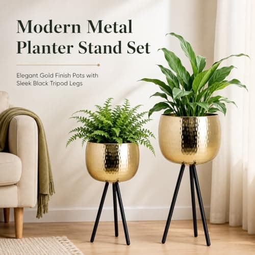 Indian DECORMART Metal Floor Planter Gold with Legs for Living Room Home and Garden Indoor Pot 2