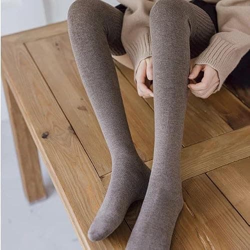 AVNISH Wool Warm Thigh High Socks | Knitted Thick Thermal Woolen Socks for Women Winter Wear Knee Length | Knee High Leg Warmers Long Socks Boot Cuffs Knee Cap | Stocking Girls (Free Size,1 Pair) 4