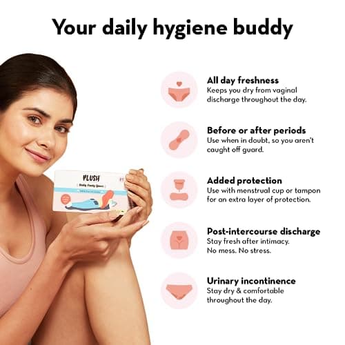 Plush Ultra Thin Panty Liners For Women Daily Use, 40 Liners 155mm | Pure US Cotton Liner Pads For Rash Free Periods | Soft Cotton Surface For Comfort On Non-Period Days | No Toxins & Paraben Free 4
