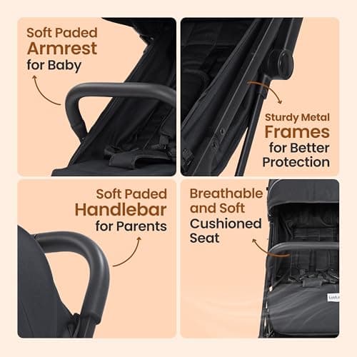 LuvLap Royal Baby Stroller, Pram for 0 to 3 Years with 5 Point Safety Harness, Large Storage Basket, Heavy Duty Wheels, Easy Fold, Extendable Canopy, Multilevel Recline & Adjustable footrest 5