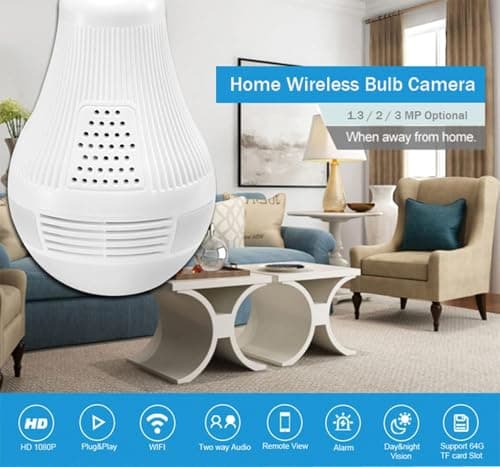DDLC 4MP Bulb Camera 1080p HD WiFi CCTV Indoor Wireless Security Camera with Siren Alarm | 2 Way Audio | 360° Panoramic View | V380 Pro App 4