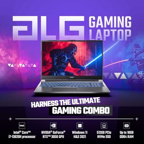 acer ALG 13th Gen Intel Core i7 Processor,Office 2024 + M365 Basic, NVIDIA GeForce RTX3050-6GB -DDR6, 16GB DDR4/512GB SSD, 39.62cm(15.6") FHD 144Hz Display,Win11Home/Wifi 6 AL15G-53, Gaming Laptop 4