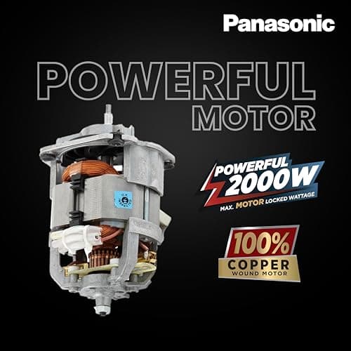 Panasonic Heavy Duty Mixer Grinder For Kitchen MX-AE486 (Light Blue) Monster Series Powerful 2000W Motor |3 Stainless Steel Multipurpose + 1 Juicer Jar |Warranty 2 Years on Product & 5 Years on Motor 4