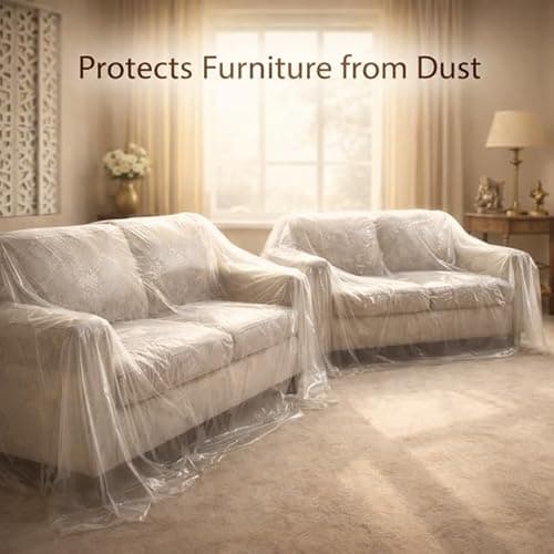 URBAN SELECT Heavy Duty Waterproof Plastic Covering Sheet for Furniture, AC, Fridge & Floor | Polythene Cover | Dust & Rain Protection | Balcony Window Home Use | 200 x 150 cm (Transparent) 2